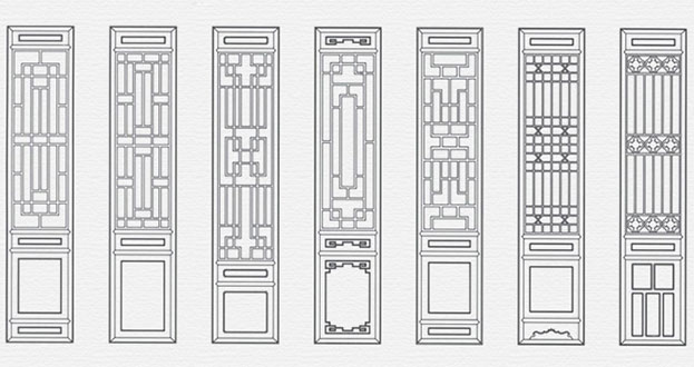 安丘常用中式仿古花窗图案隔断设计图